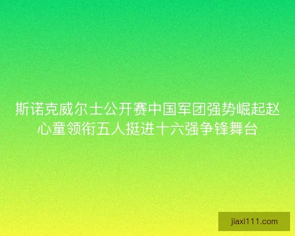 斯诺克威尔士公开赛中国军团强势崛起赵心童领衔五人挺进十六强争锋舞台